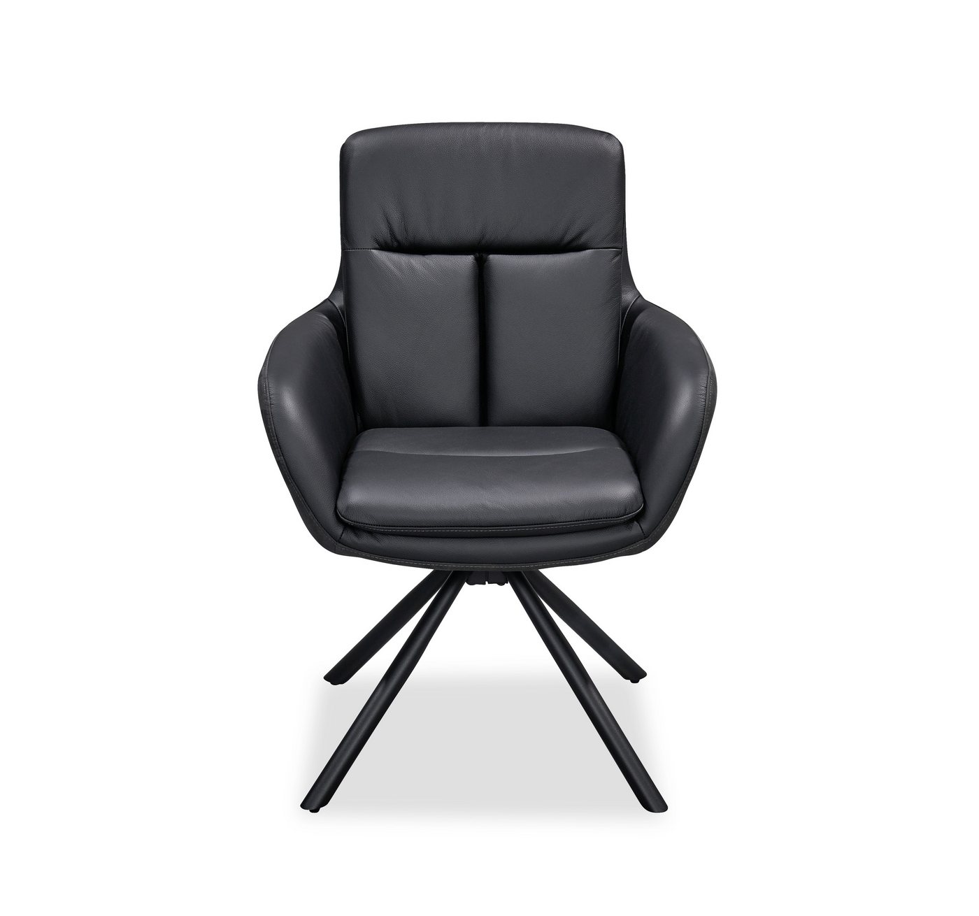 freiraum Armlehnstuhl Amy (2er Set), (2er Set) Echtleder-Sitz + Mikrofaser, schwarz - 63x90x65 (BxHxT) von freiraum