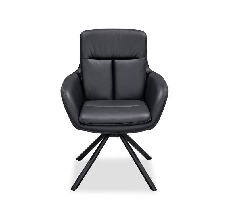freiraum Armlehnstuhl Amy (2er Set), (2er Set) Echtleder-Sitz + Mikrofaser, schwarz - 63x90x65 (BxHxT) von freiraum