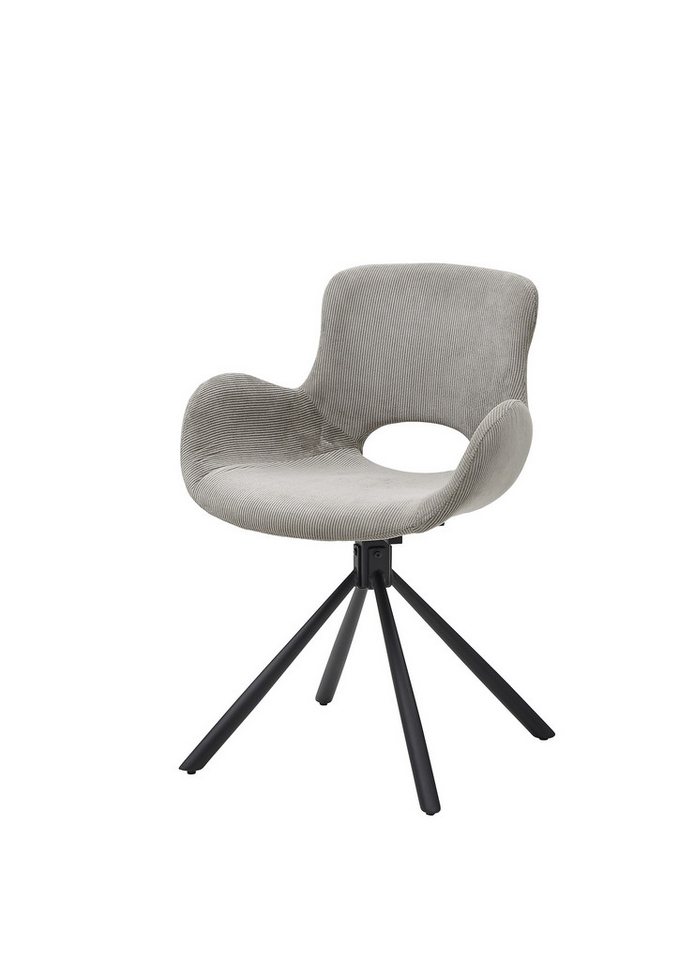 freiraum Armlehnstuhl Anneli (2er Set), (2er Set) drehbar, Cord grau, Gestell schwarz - 45x82x47,5 (BxHxT) von freiraum