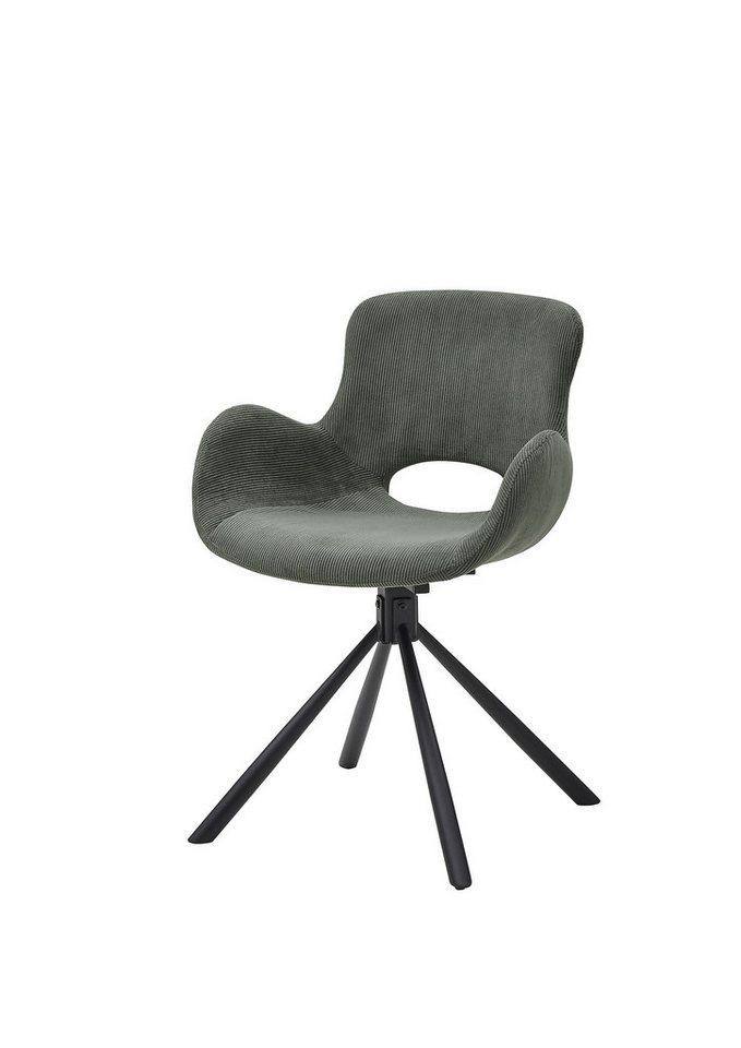 freiraum Armlehnstuhl Anneli (2er Set), (2er Set) drehbar, Cord grün, schwarz - 45x82x47,5 (BxHxT) von freiraum