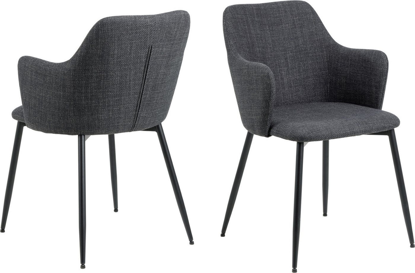 freiraum Armlehnstuhl Ilsa (2er-Set), (2er-Set) in Grau, Polyester, Stahl - 54,5x84,5x60cm (BxHxT) von freiraum