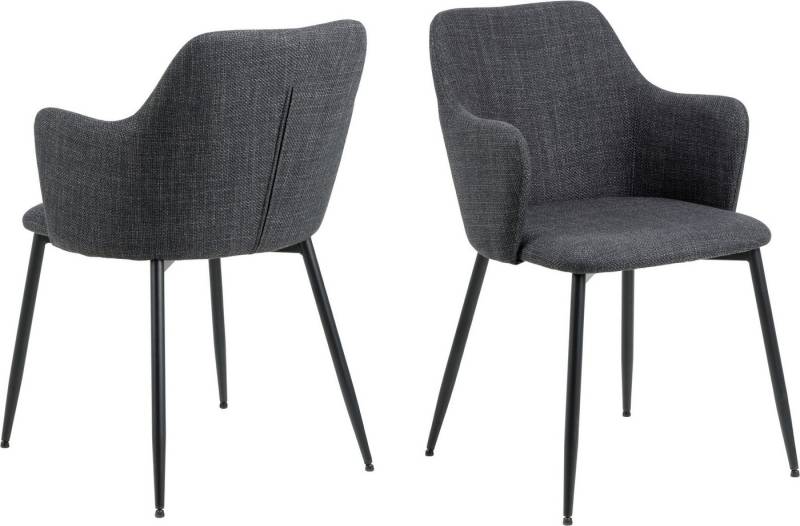 freiraum Armlehnstuhl Ilsa (2er-Set), (2er-Set) in Grau, Polyester, Stahl - 54,5x84,5x60cm (BxHxT) von freiraum