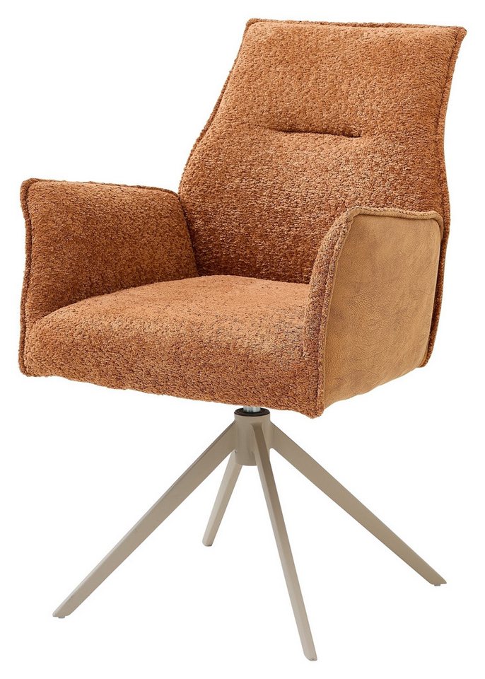 freiraum Armlehnstuhl Kayla (2er Set), (2er Set) drehbar, Bouclestoffbezug, orange, beige - 62x60x92 (BxHxT) von freiraum