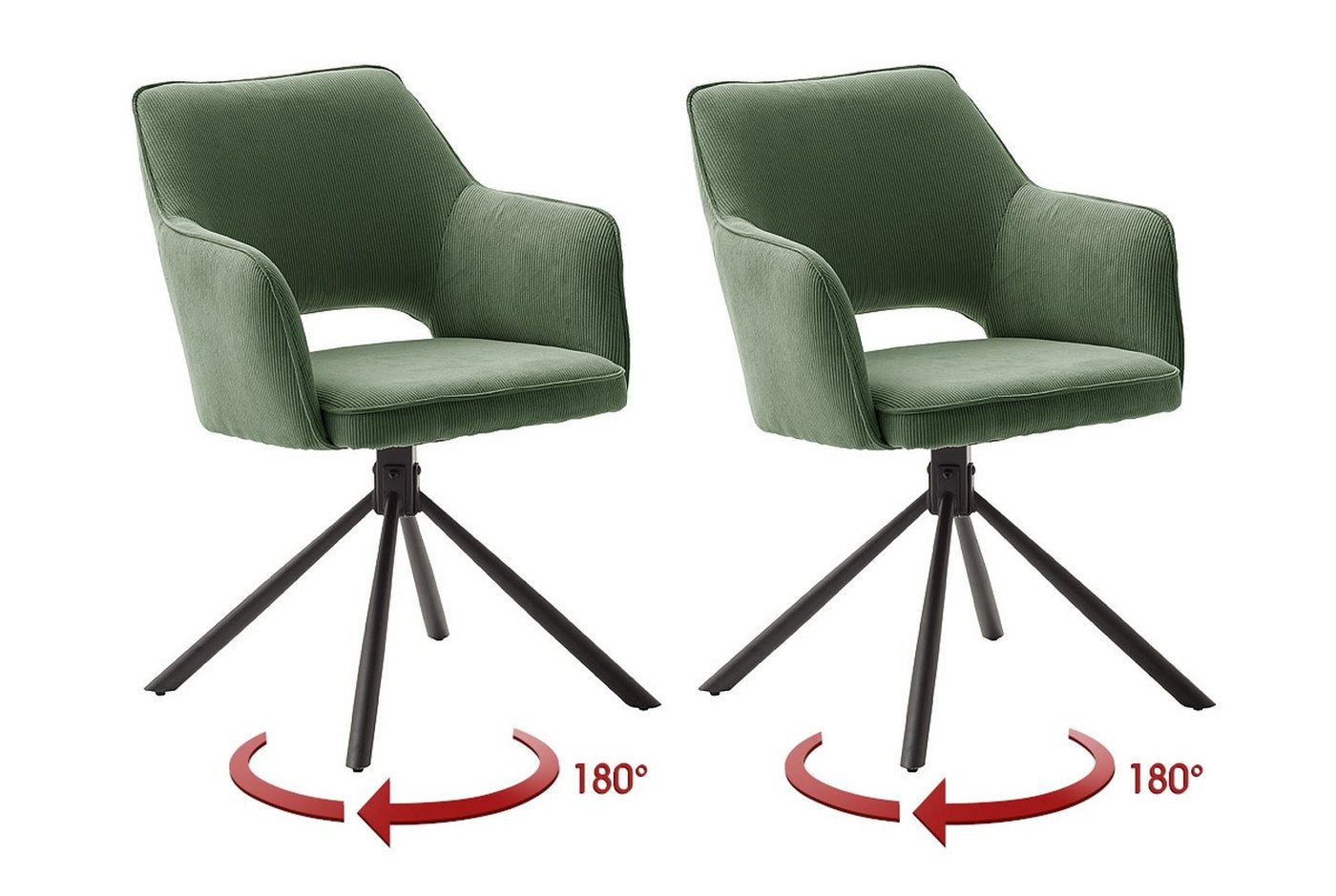 freiraum Armlehnstuhl LUZON (2-er Set), (2-er Set) in Olive, Polyester/Polyamid - 61x85x61 (BxHxT) von freiraum