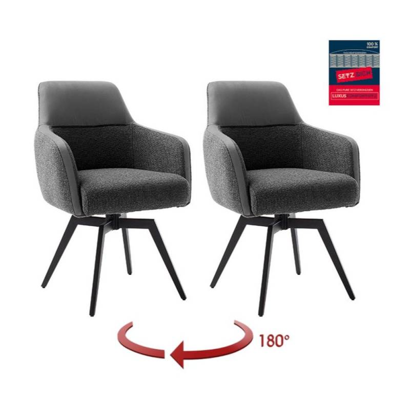 freiraum Armlehnstuhl MILAGRO, (2er-Set) mit Griff, Federkern, drehbar, anthrazit - 63x89x64 (BxHxT) von freiraum