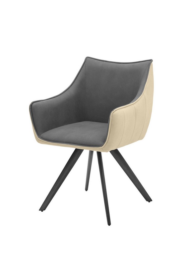 freiraum Armlehnstuhl Nicki (2er Set), (2er Set) drehbar, grau / beige, schwarz - 61x88x62 (BxHxT) von freiraum