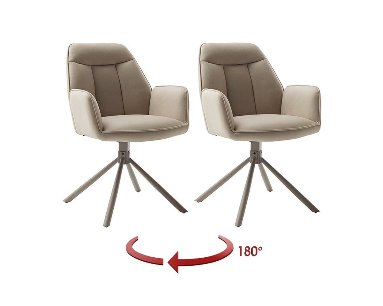 freiraum Armlehnstuhl RAFAELA, (2er-Set) drehbar, Bezug cappuccino - 62x89x64 (BxHxT) von freiraum