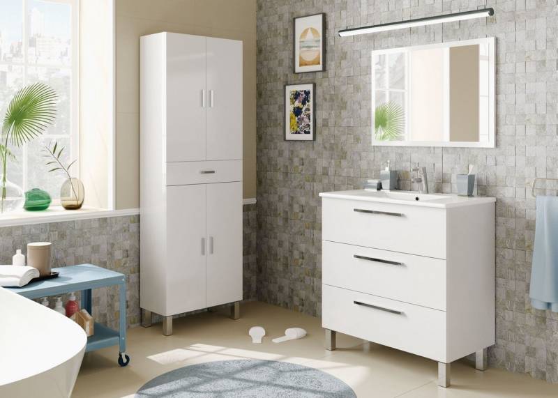 freiraum Badezimmer-Set ATHENA, in weiß glänzend - 80x86x45 (BxHxT) von freiraum