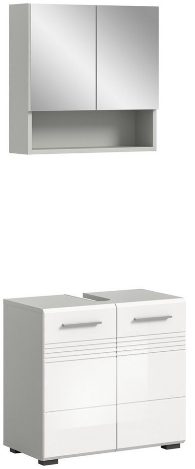 freiraum Badezimmer-Set Copa, in Hellgrau / Weiß Hochglanz - 60x190x32cm (BxHxT) von freiraum