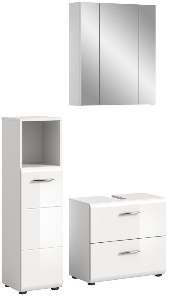 freiraum Badezimmer-Set Ice, in Weiß Hochglanz - 105x190x32cm (BxHxT) von freiraum