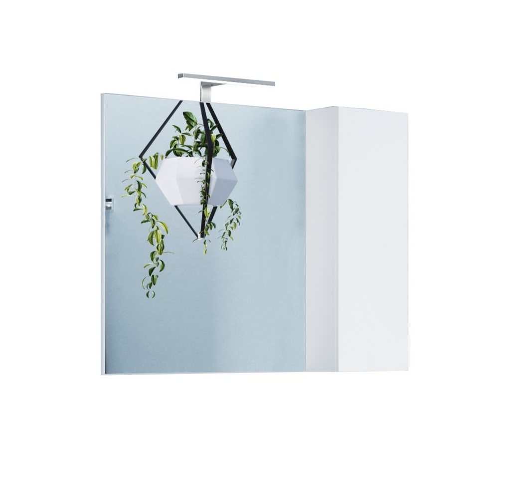 freiraum Badezimmerspiegelschrank BASIC LED-Beleuchtung, in weiß hochglanz - 92x75x18 (BxHxT) von freiraum