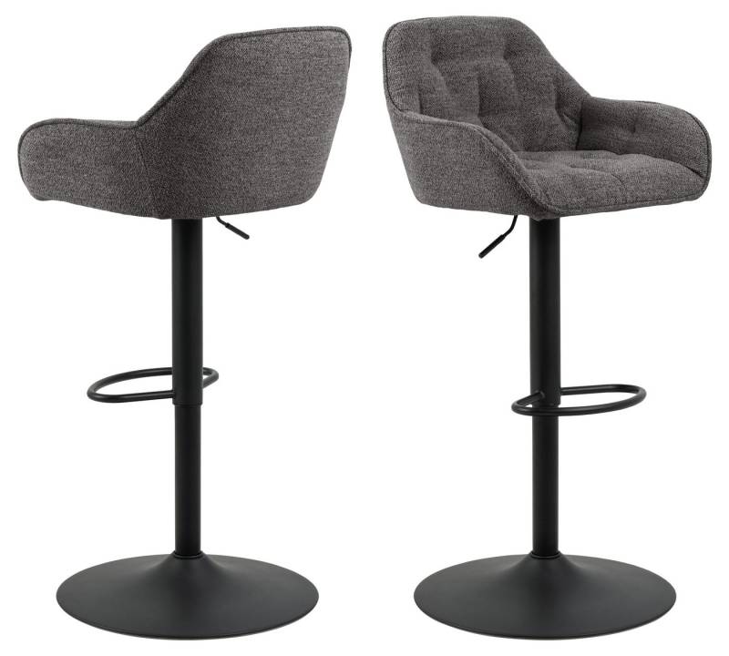 freiraum Barhocker Brooke (2er-Set), (2er-Set) in anthrazit, Stoff, Stahl - 52x109x52cm (BxHxT) von freiraum