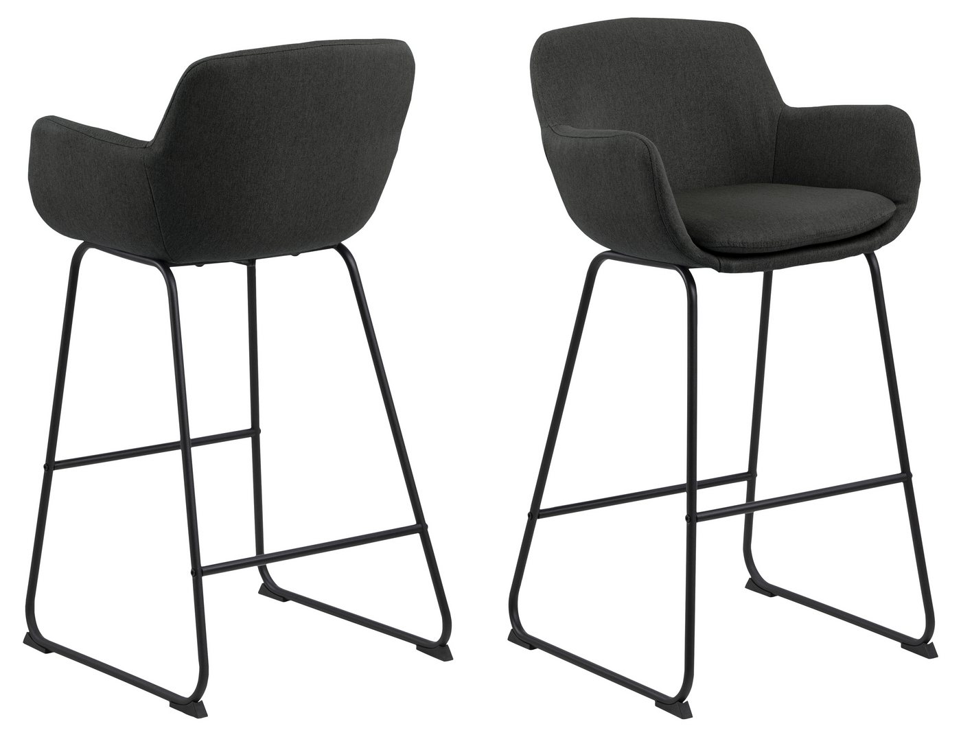 freiraum Barhocker Lisa (2er-Set), (2er-Set) in Grau, Polyester, Stahl - 52x100x53cm (BxHxT) von freiraum