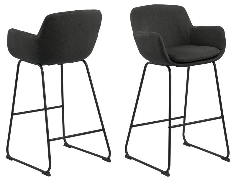 freiraum Barhocker Lisa (2er-Set), (2er-Set) in Grau, Polyester, Stahl - 52x100x53cm (BxHxT) von freiraum