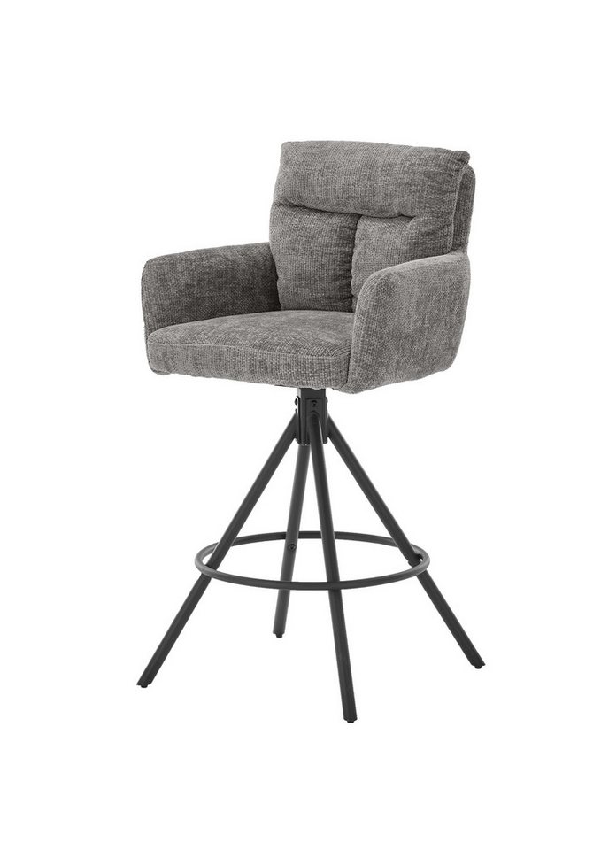 freiraum Barhocker Sofia (2er Set), (2er Set) drehbar, Armlehnen, grau, schwarz - 54x103,5x60 (BxHxT) von freiraum