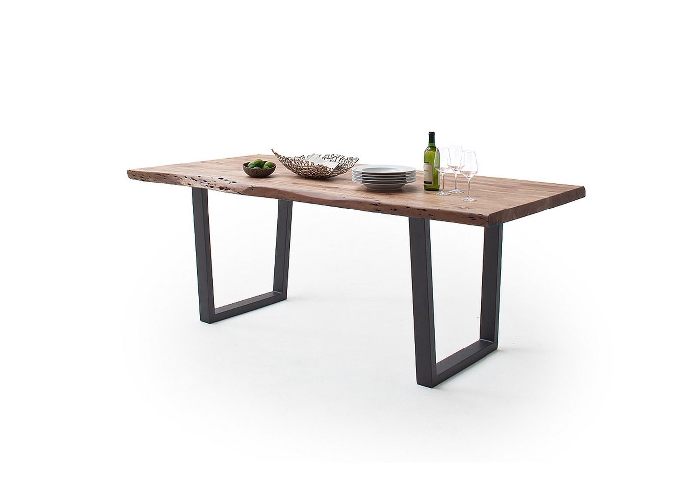 freiraum Baumkantentisch Calabria, in Akazie natur / anthrazit - 220x79,5x100 (BxHxT) von freiraum
