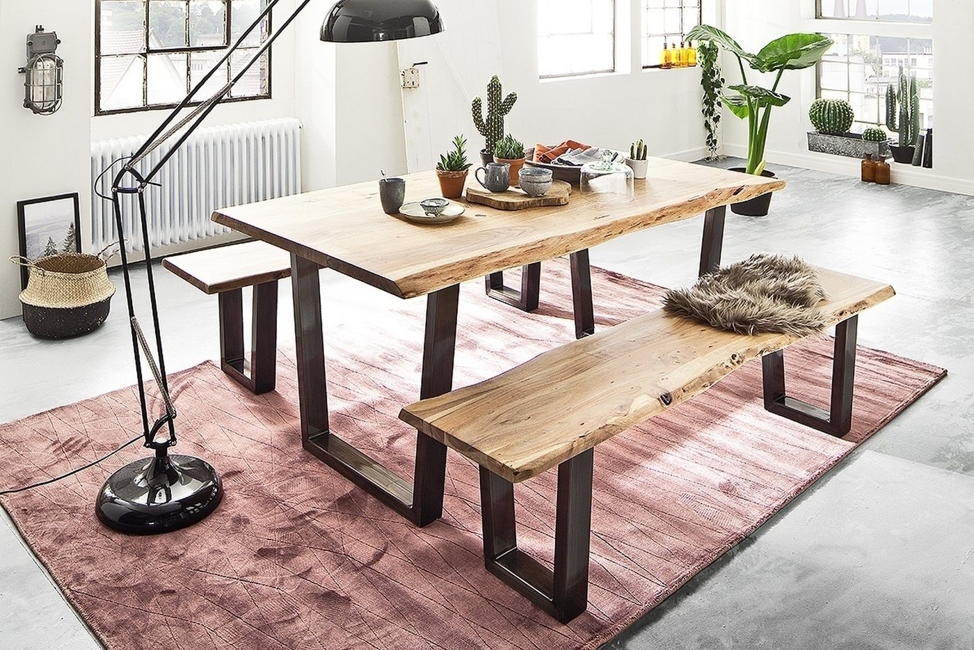 freiraum Baumkantentisch Calabria, in Akazie natur / antik - 220x79,5x100 (BxHxT) von freiraum