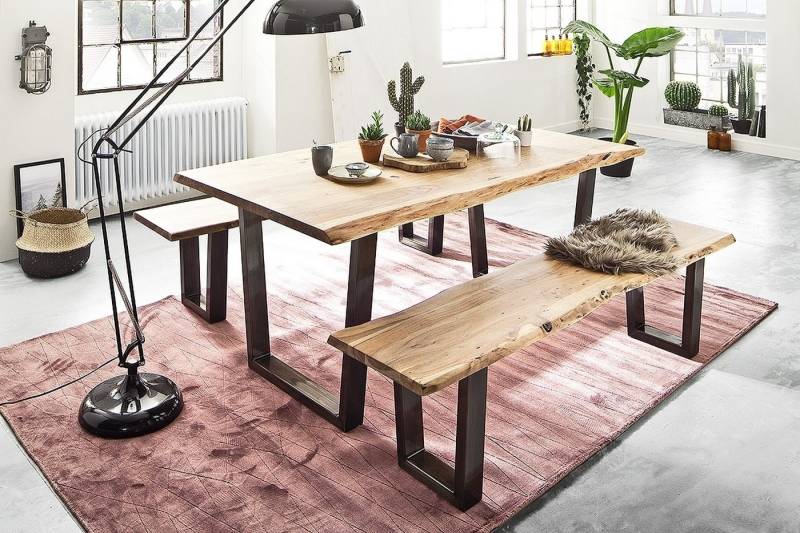 freiraum Baumkantentisch Calabria, in Akazie natur / antik - 220x79,5x100 (BxHxT) von freiraum