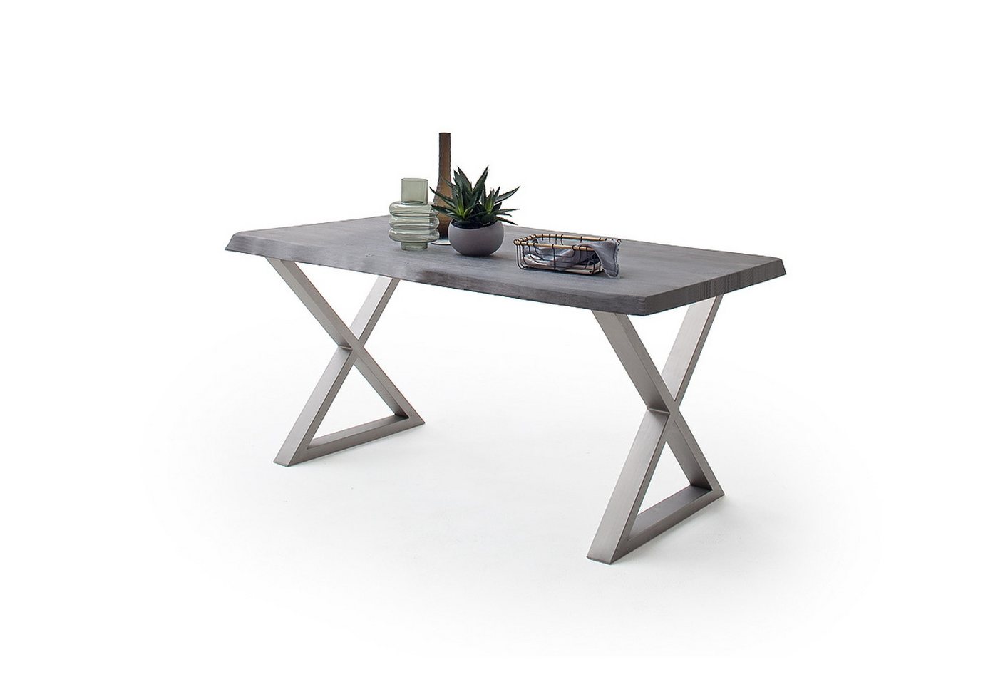 MCA living Baumkantentisch in Akazie grau lackiert - 220x79,5x100 (BxHxT) von MCA living