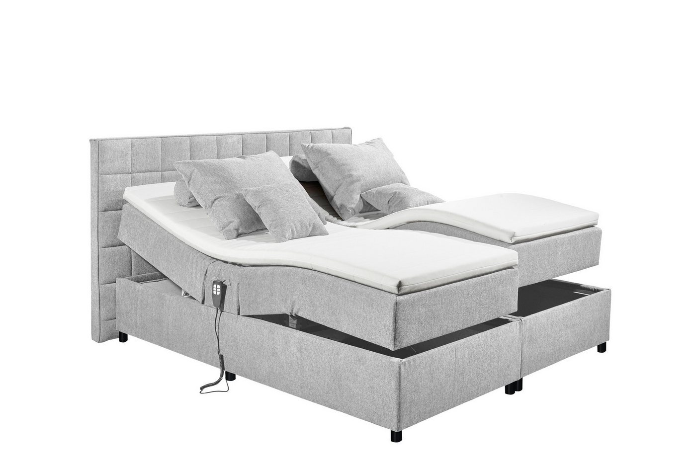 freiraum Boxbett Mariborsko, Liegefläche 160x200cm, Motor, Bezug silver - 182x112x210cm (BxHxT) von freiraum