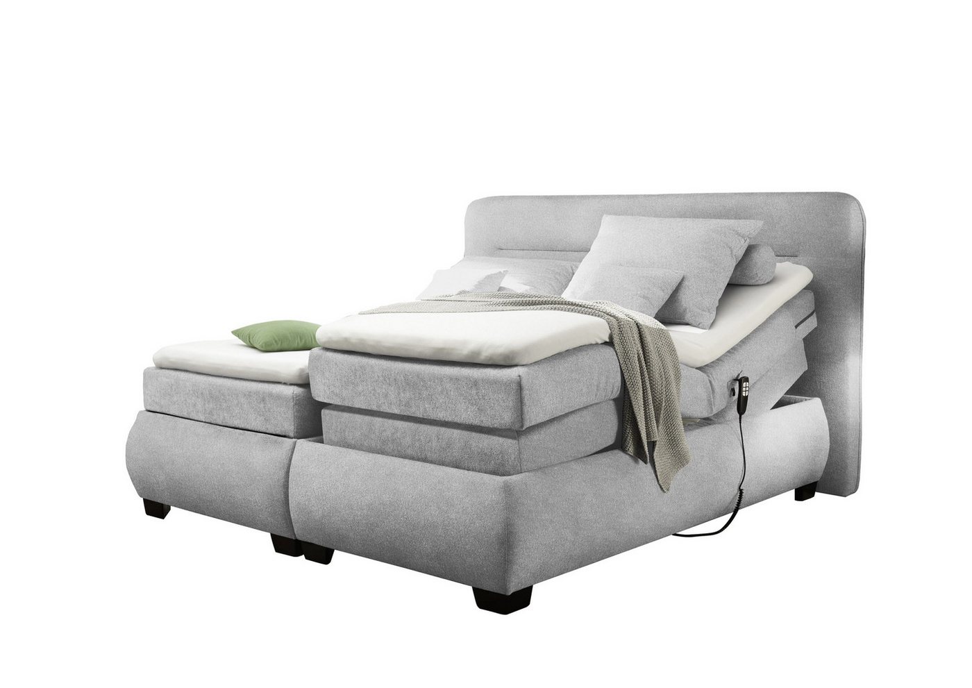 freiraum Boxspringbett EVOLUTION, Liegefläche 160x200cm, Motorverstellung silver - 190x122x220 (BxHxT) von freiraum