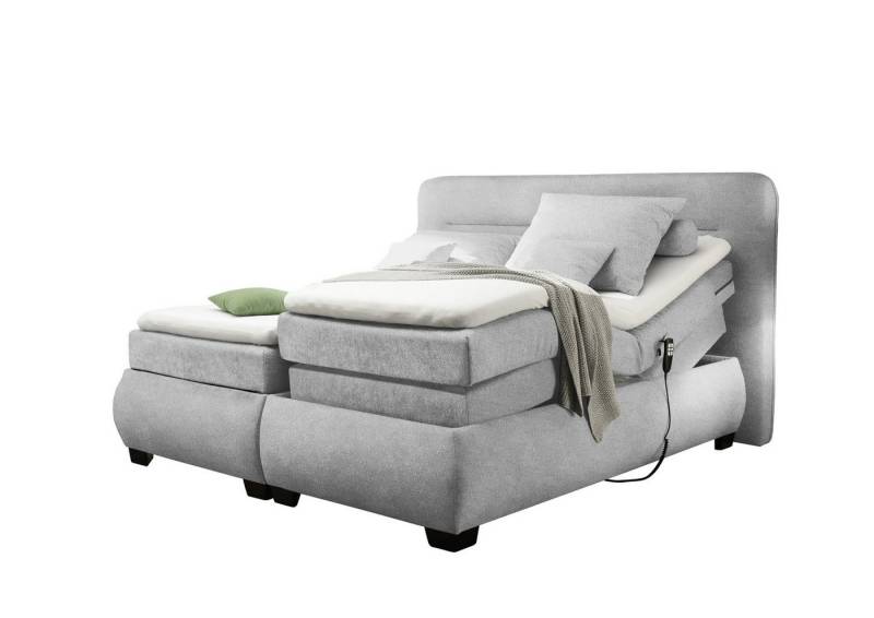 freiraum Boxspringbett EVOLUTION, Liegefläche 160x200cm, Motorverstellung silver - 190x122x220 (BxHxT) von freiraum