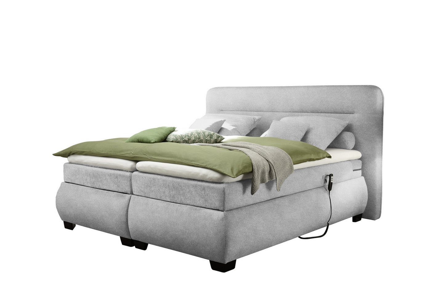 freiraum Boxspringbett EVOLUTION, Liegefläche 180x200cm, Motorverstellung, silver - 210x122x220 (BxHxT) von freiraum