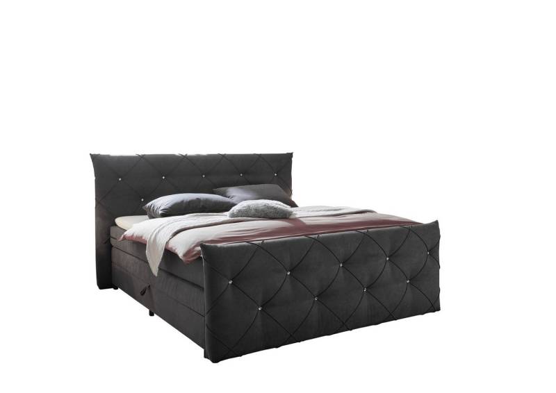 freiraum Boxspringbett Villano, Liegefläche 180x200cm, GEL-Topper, Anthrazit - 231x203x114 (LxBxH) von freiraum