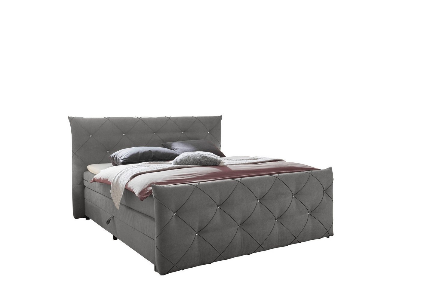 freiraum Boxspringbett Villano, Liegefläche 180x200cm, in Dark Grey - 231x203x114 (LxBxH) von freiraum