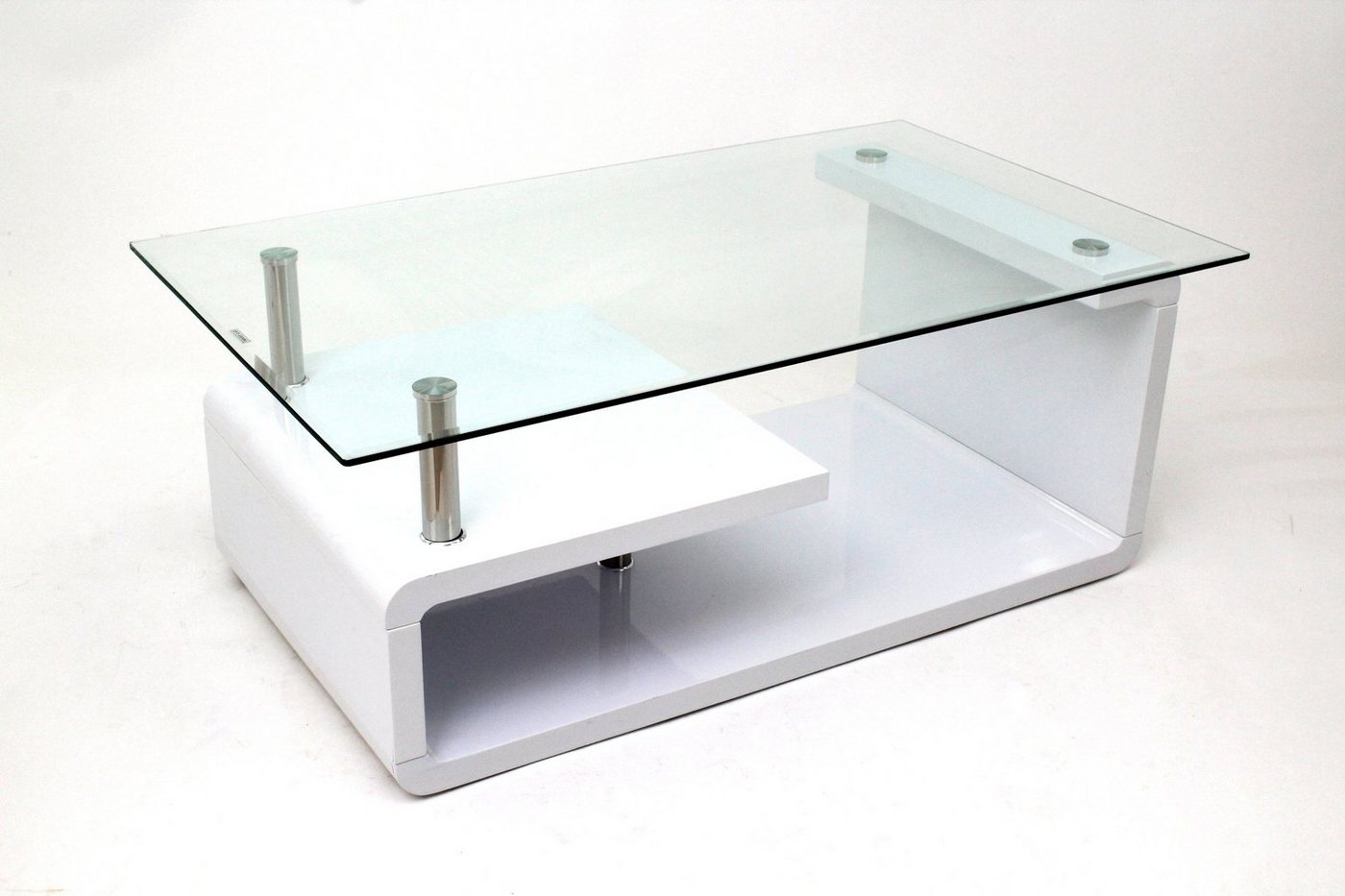 freiraum Couchtisch 2/102-11, in Weiß HG, Glas - 110x65cm (BxH) von freiraum