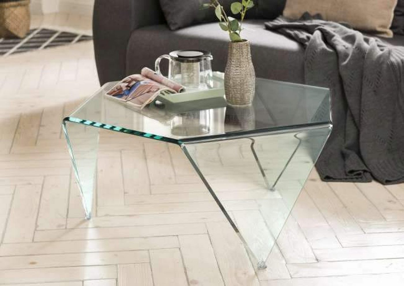 freiraum Couchtisch 2070, in Klarglas, Glas - 80x42cm (BxH) von freiraum