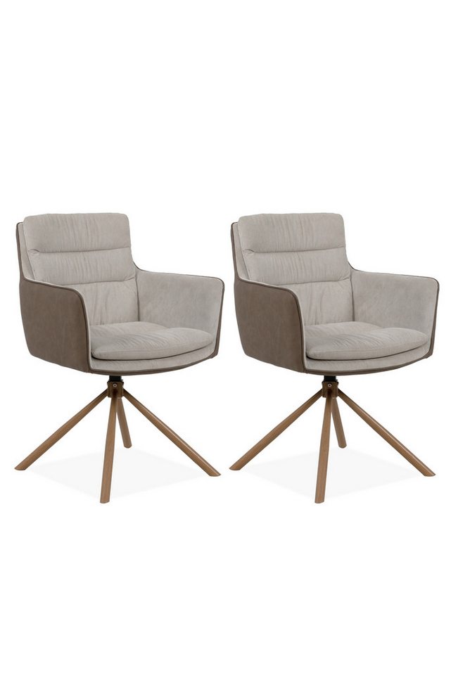 freiraum Drehstuhl Logan (2er-Set), (2er-Set) in Cord beige + Lederoptik braun / Holzoptik von freiraum