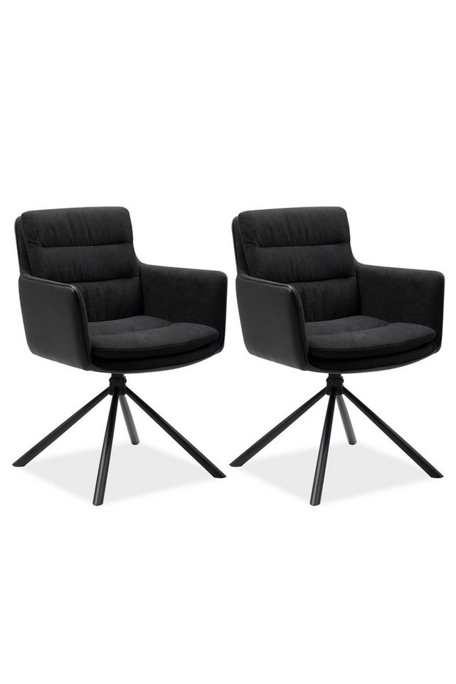 freiraum Drehstuhl Logan (2er-Set), (2er-Set) in Stoff anthrazit + Lederoptik schwarz / schwarz von freiraum