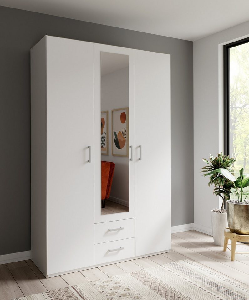 freiraum Drehtürenschrank ECONOBOX 2 in weiß / Spiegel - 133,2x210,5x54,2cm (BxHxT) von freiraum