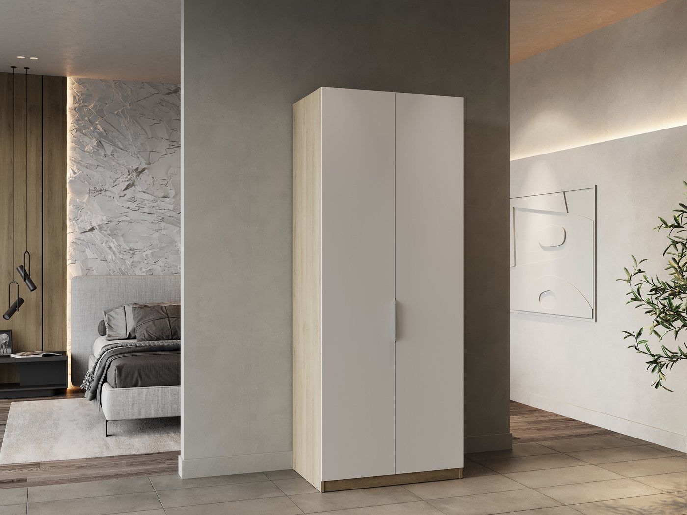 PREISBRECHER Drehtürenschrank GHOST in Matt weiß - 79,4x203x51,1cm (BxHxT) von PREISBRECHER