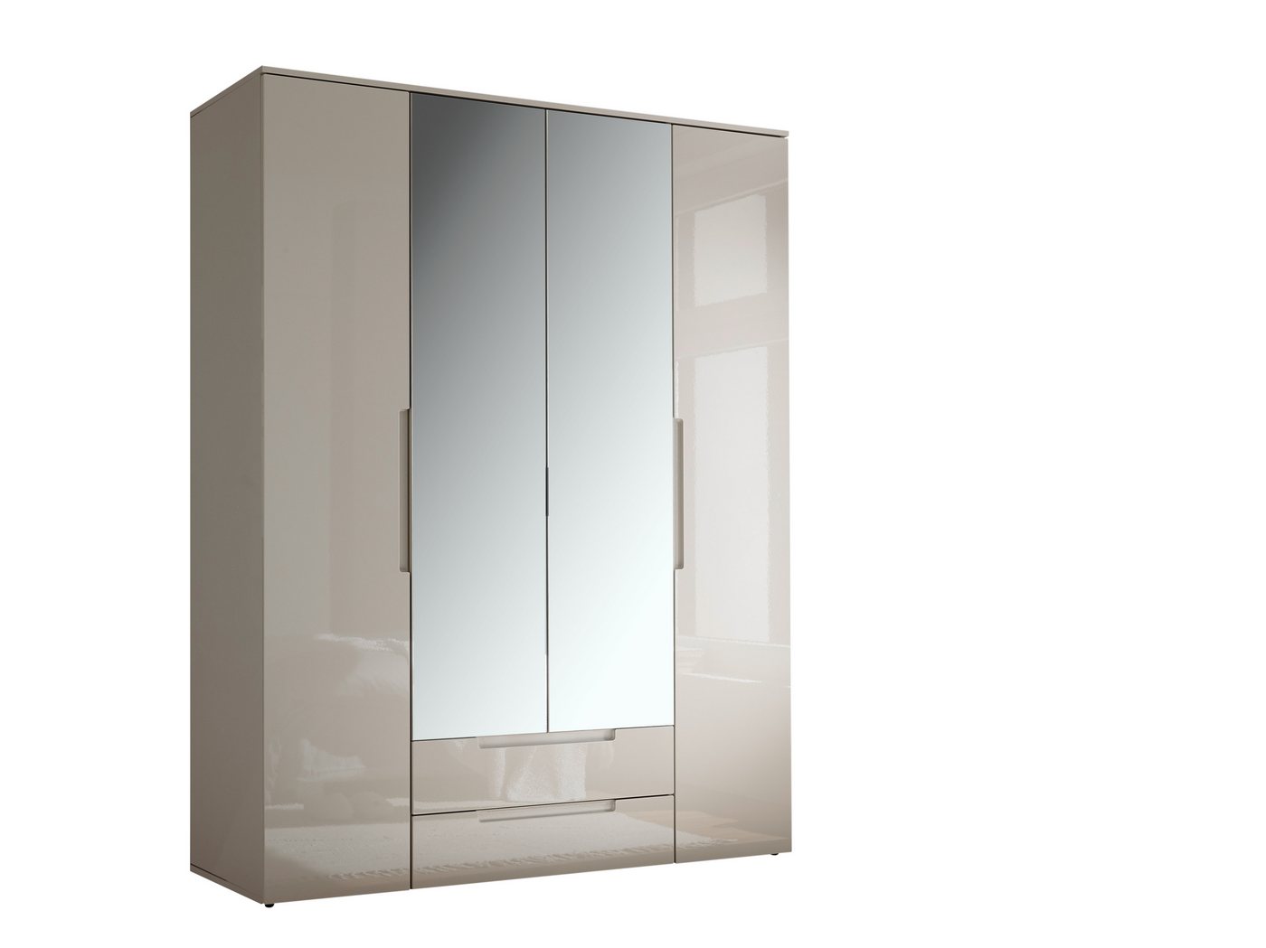 freiraum Drehtürenschrank Jenna 9 Böden, 1 Stange, 2 Schübe, Champagner / Spiegel - 160x208x57 (BxHxT) von freiraum