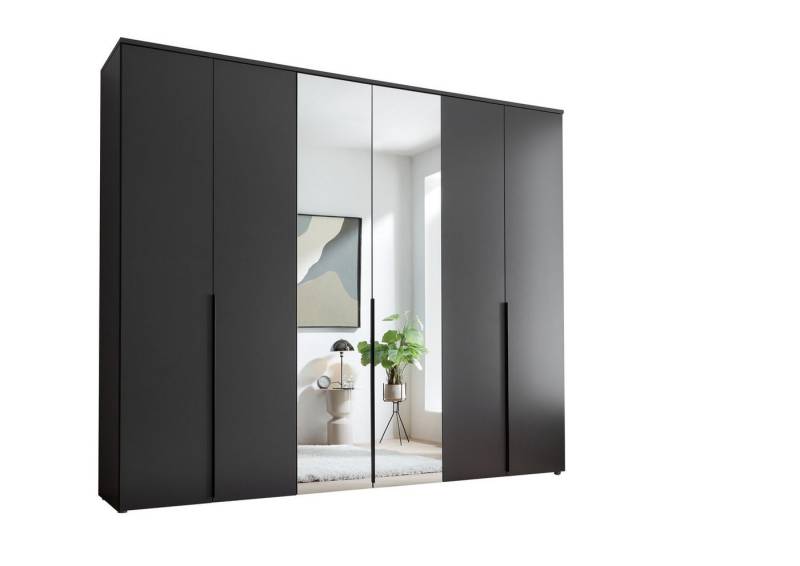 freiraum Drehtürenschrank Kevo 3 Böden, 3 Stangen, Graphit / Spiegel - 270x225x52 (BxHxT) von freiraum