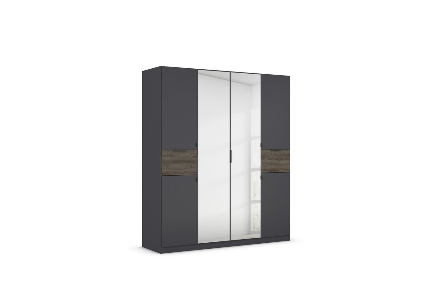 freiraum Drehtürenschrank Ticao grau metallic / Eiche dunkel Dekor / Spiegel - 181x210x54cm (B/H/T) von freiraum