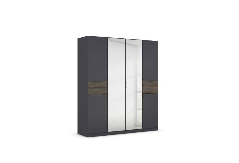 freiraum Drehtürenschrank Ticao grau metallic / Eiche dunkel Dekor / Spiegel - 181x210x54cm (B/H/T) von freiraum