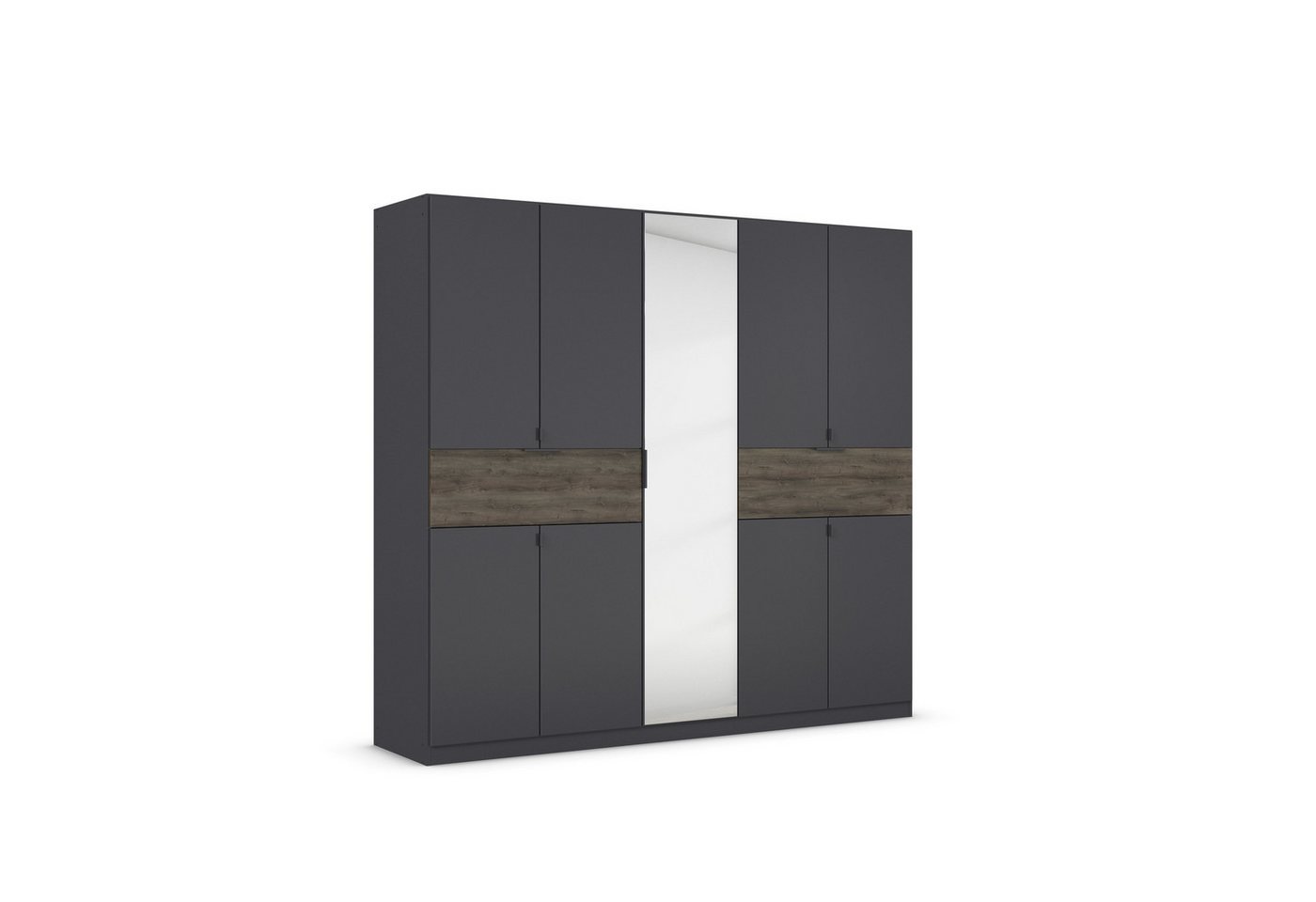 freiraum Drehtürenschrank Ticao grau metallic / Eiche dunkel Dekor / Spiegel - 226x210x54cm (B/H/T) von freiraum