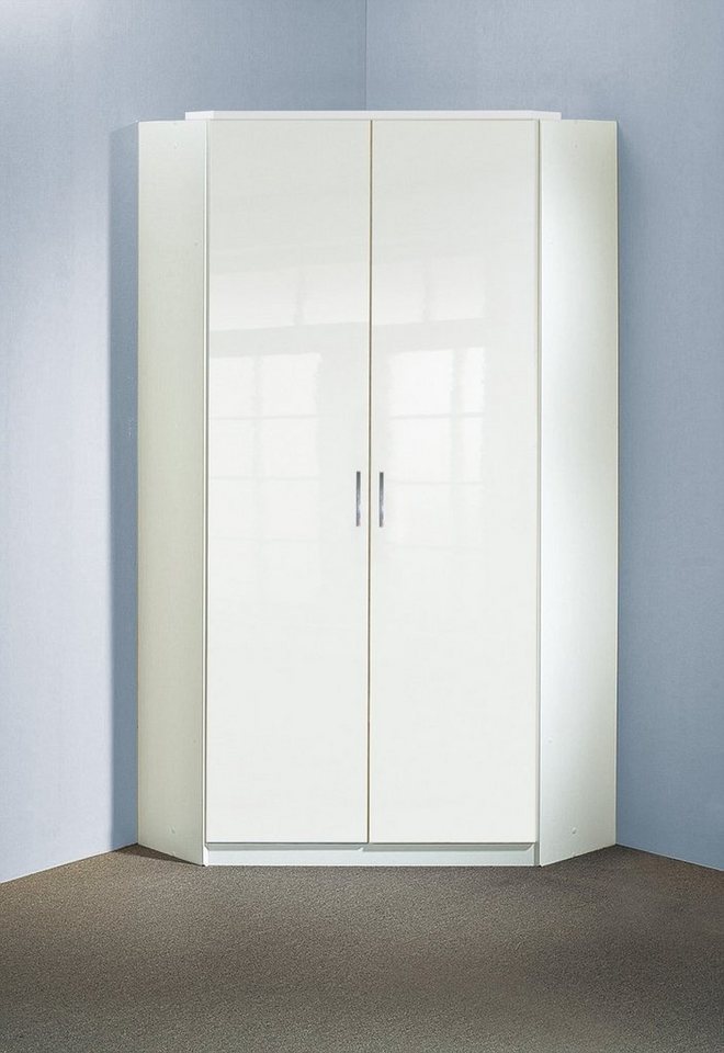 freiraum Eckkleiderschrank Clack in HOCHGLANZ LACK WEISS - 95x198x95cm (BxHxT) von freiraum