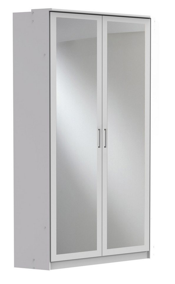 freiraum Eckkleiderschrank Click in weiss Dekor / Spiegel - 95x198x95 (BxHxT) von freiraum