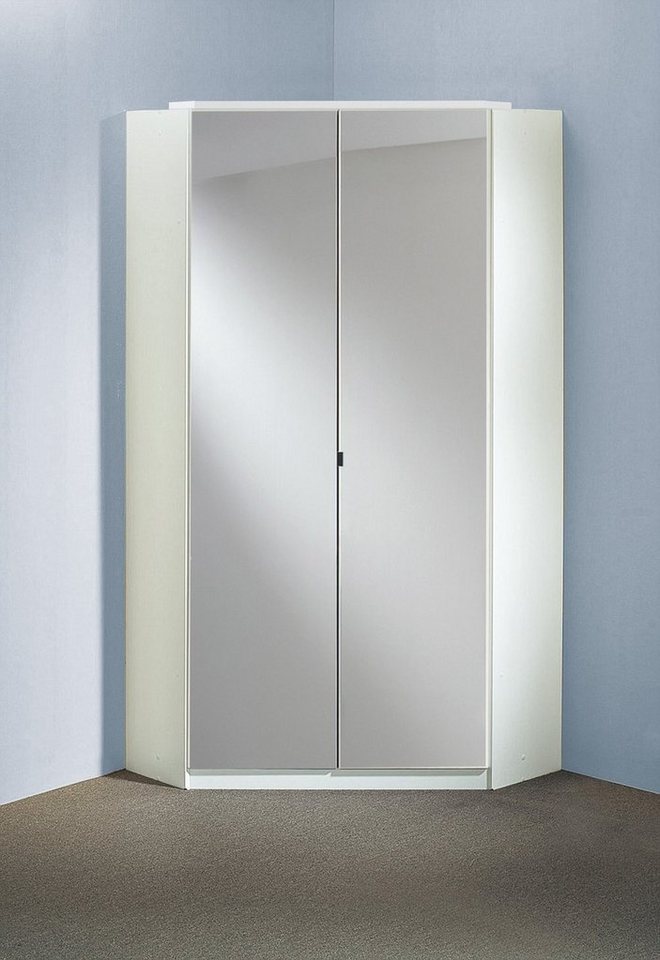 Wimex Eckkleiderschrank in WEISS mit Spiegelfront - 95x198x95cm (BxHxT) von Wimex