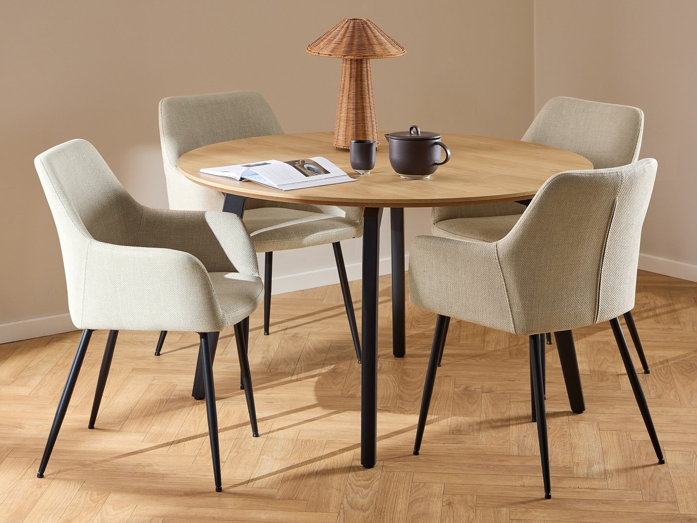 freiraum Essgruppe Cadiz, (5-teilig), (5-teilig) beige Eiche Dekor - 75x120 (HxD) von freiraum