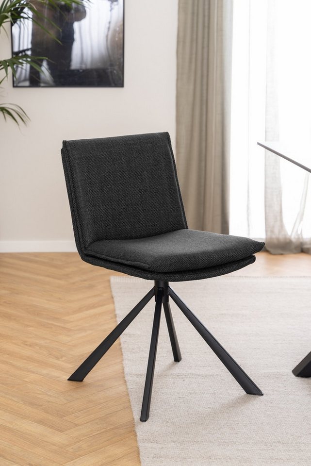 freiraum Esszimmerstuhl Flynn, Sternfuß schwarz, Drehfunktion, in Grau, Stoff - 47x85x59cm (BxHxT) von freiraum