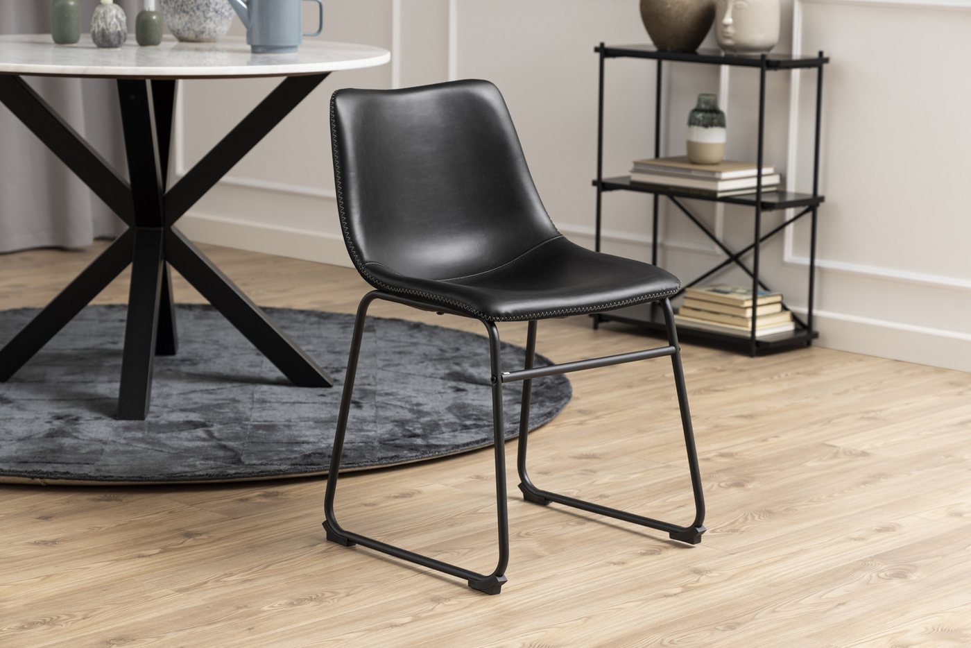 freiraum Esszimmerstuhl I_Oregon (2er-Set), (2er-Set) in schwarz, PU - 48x78,5x56cm (BxHxT) von freiraum