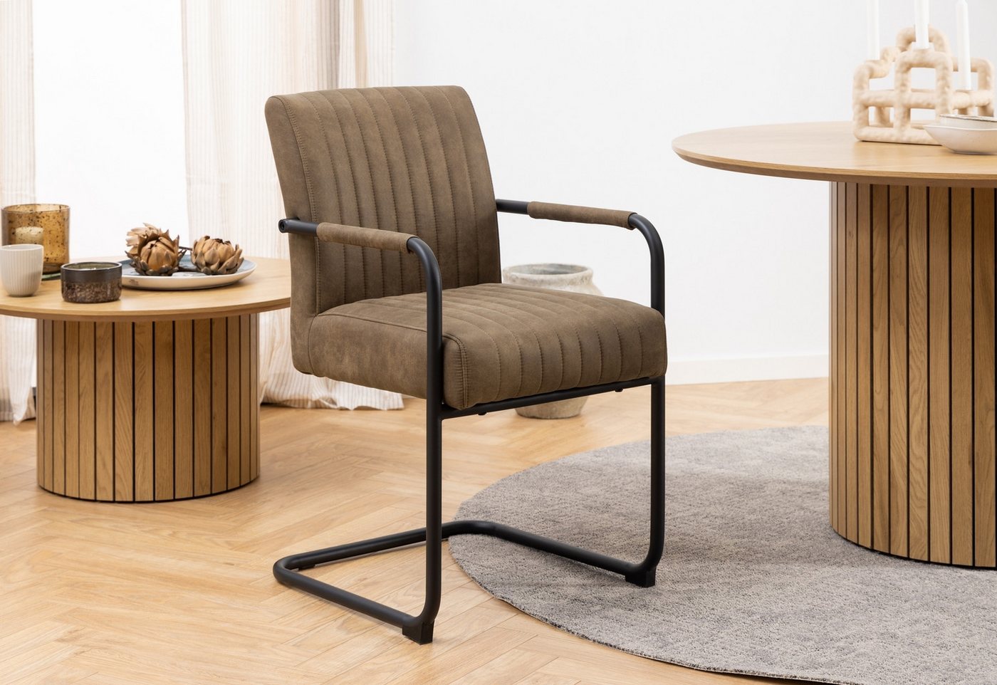 freiraum Freischwinger Adele (2er-Set), (2er-Set) in hellbraun - 50,5x84,5x64,5 (BxHxT) von freiraum