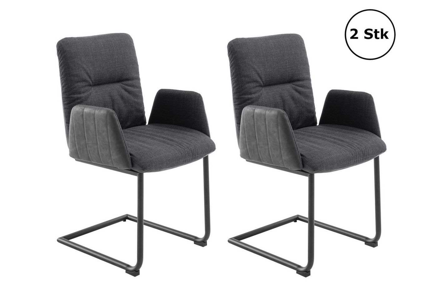 freiraum Freischwinger DAX (2er-Set), (2er-Set) mit Armlehnen, in anthrazit - 58x92x58 (BxHxT) von freiraum