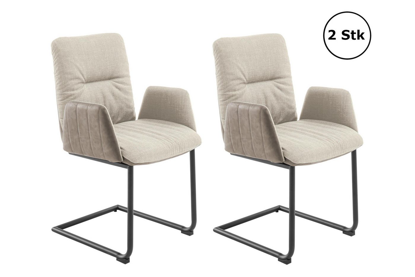 freiraum Freischwinger DAX (2er-Set), (2er-Set) mit Armlehnen, in creme - 58x92x58 (BxHxT) von freiraum