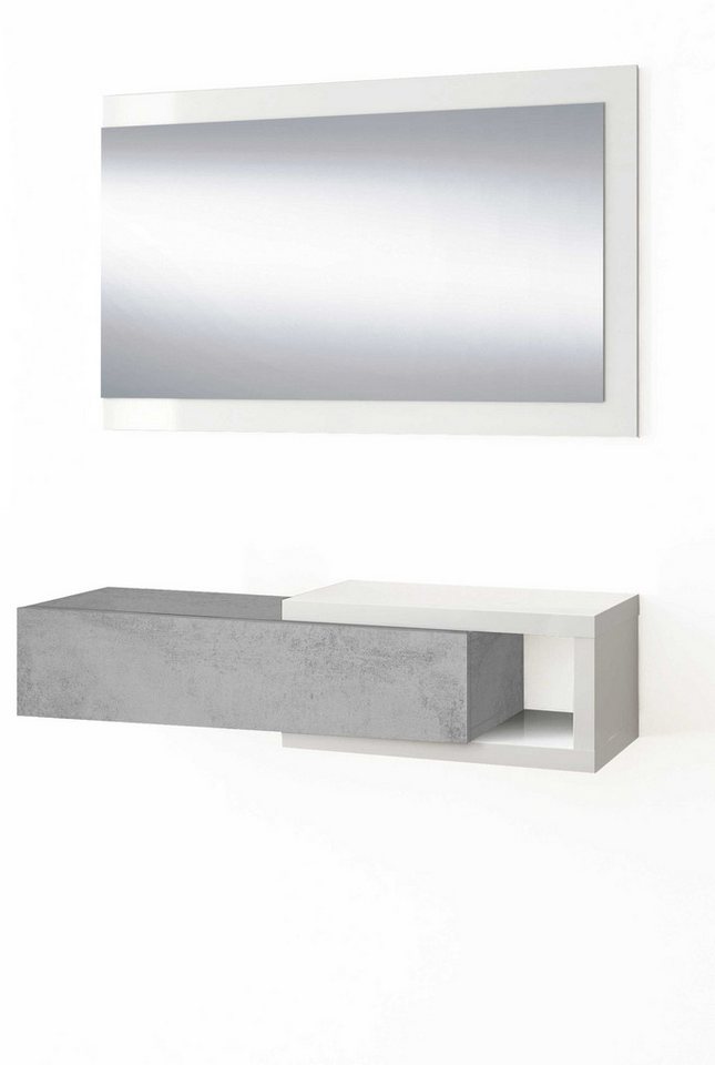 freiraum Garderoben-Set Noon, in Artik-Weiß/Beton-Grau - 95x19x26 (BxHxT) von freiraum